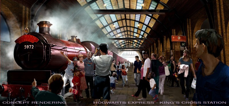 Harry Potter - Estação de trem londrina de King's Cross, que levará os visitantes até a área que já existe hoje no Islands of Adventure