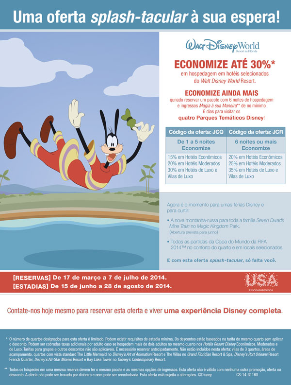 Promoção com descontos para hotéis da Disney