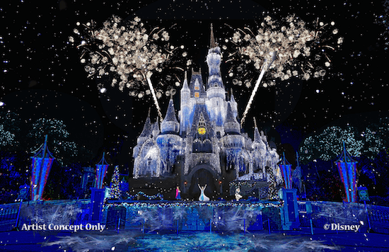 Castelo da Cinderela congelado pela rainha Elsa do filme Frozen