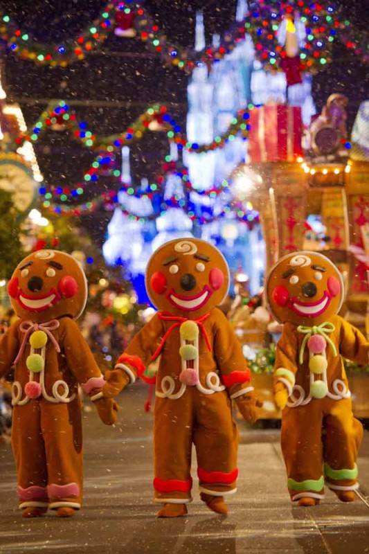 Gingerbreads, biscoitinhos tradicionais do natal americano, também representados na parada de Natal da Disney em Dezembro