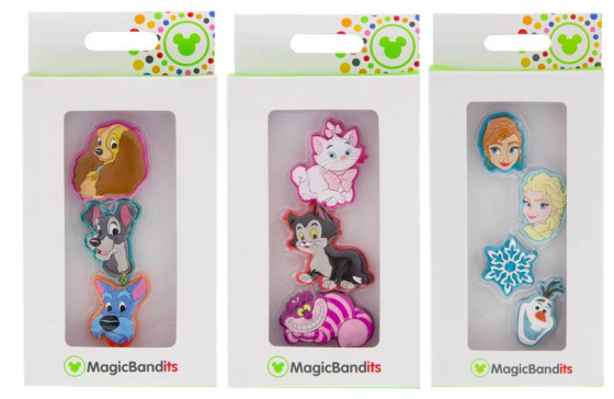 A Disney tem várias opções de apetrechos para enfeitar as MagicBands,  são os chamados MagicBandits.