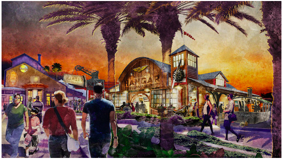 Foto divulgação da Disney para o Jock Lindsey’s Hangar Bar, do lado de fora.