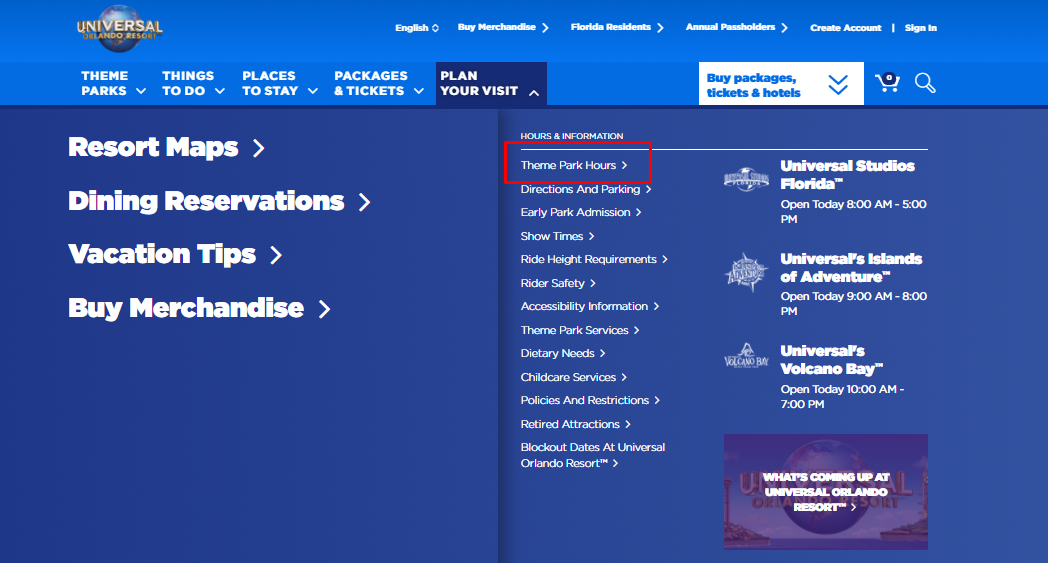 Horário dos parques da Universal, Sea World, Busch Gardens e Legoland Vai pra Disney?
