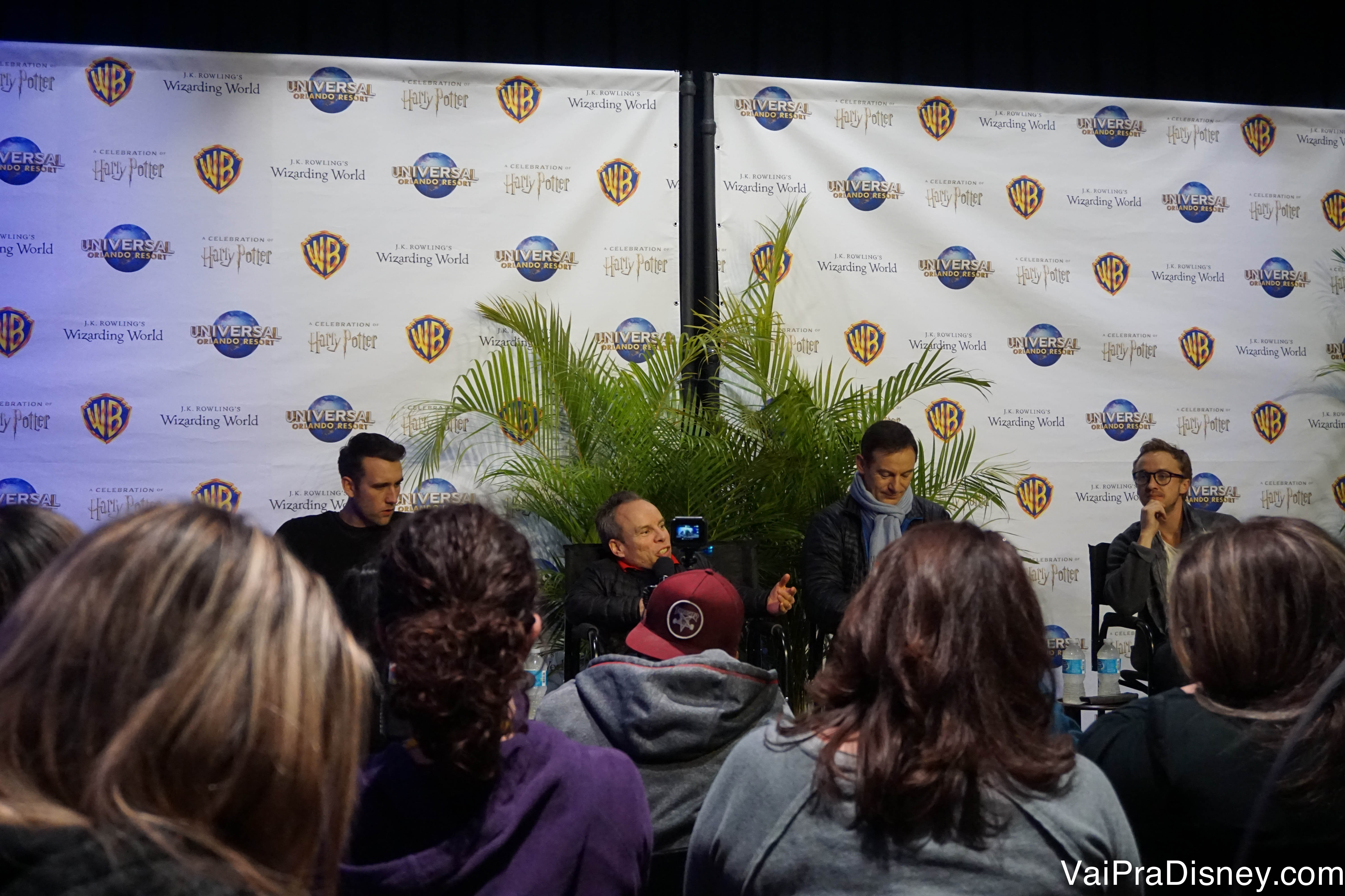 Matthew Lewis, Warwick Davis, Jason Isaacs e Tom Felton na edição 2017.