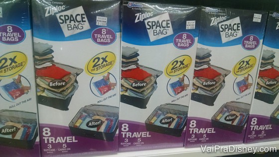 Outra coisa simples que o pessoal adora comprar lá: sacos de space bag, para tirar todo o ar e guardar suas roupas, edredom, etc, ocupando bem menos espaço. 