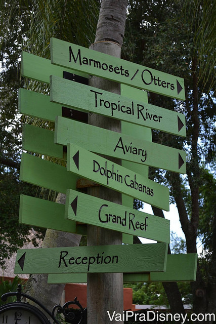 Placa indicativa dos pontos do Discovery Cove