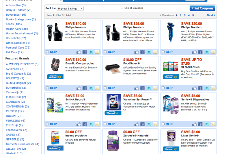 Foto da tela no site do Walmart mostrando produtos em oferta 