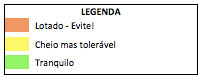 Legenda - Calendário de lotação de janeiro
Vermelho - Lotado - Evite
Amarelo - Cheio mas tolerável
Verde - Tranquilo