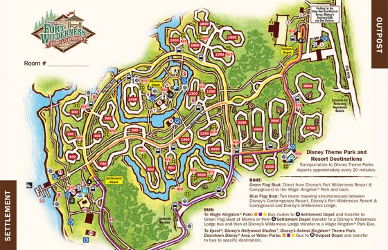 A imagem mostra o mapa do Disney's Fort Wilderness