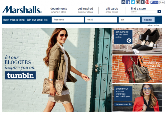 Entre no site da Marshalls para achar a loja mais próxima.