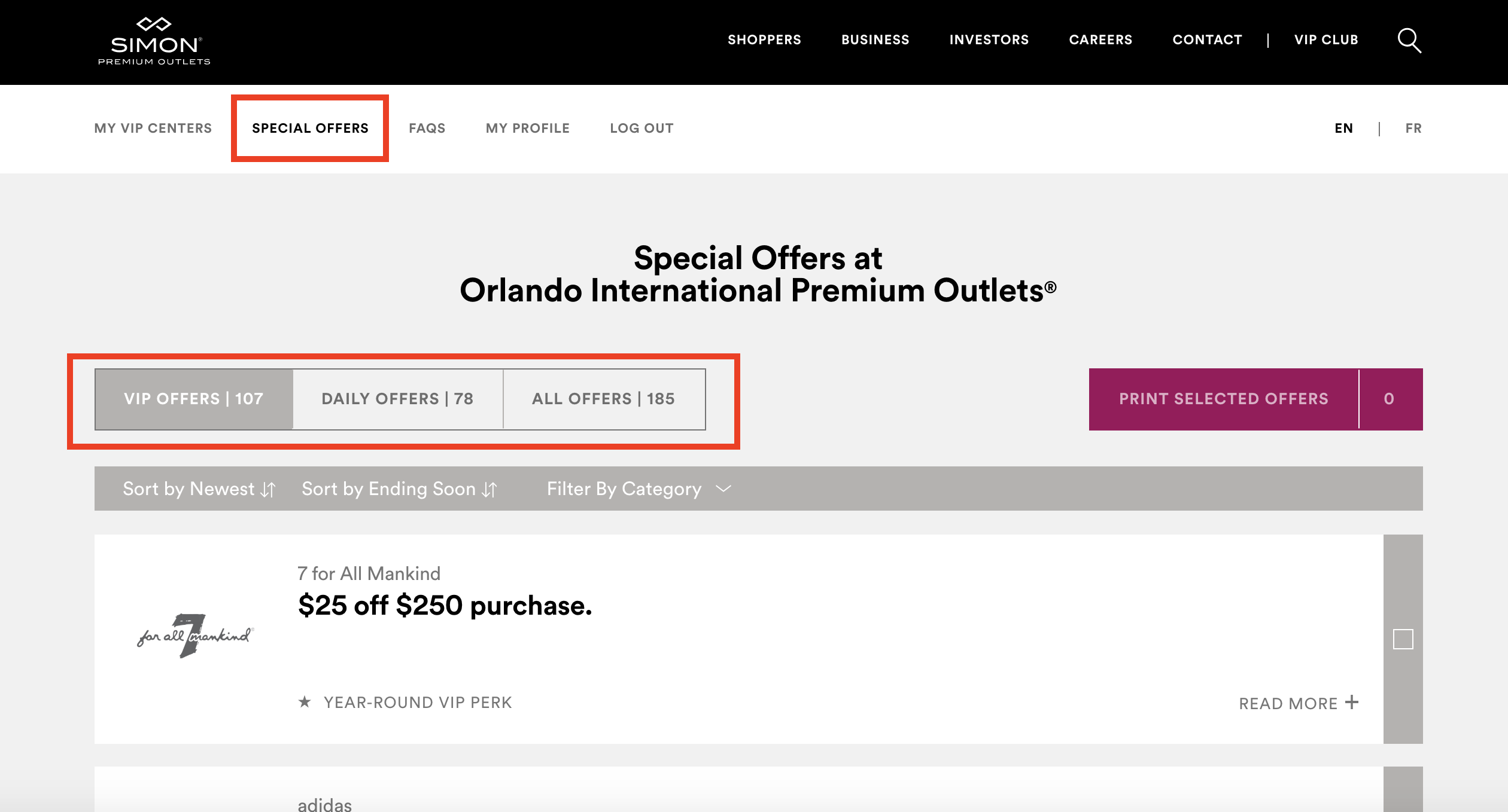 Site do Premium Outlet