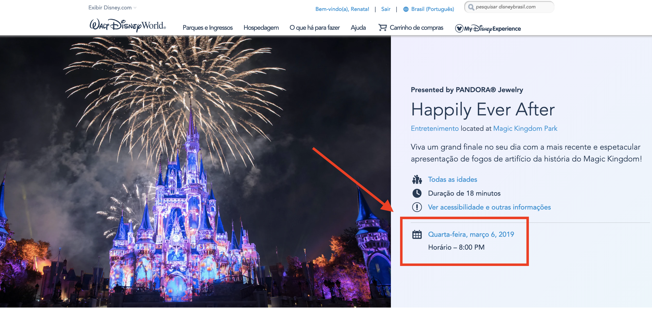 Como verificar horários de atrações dos parques no site da Disney