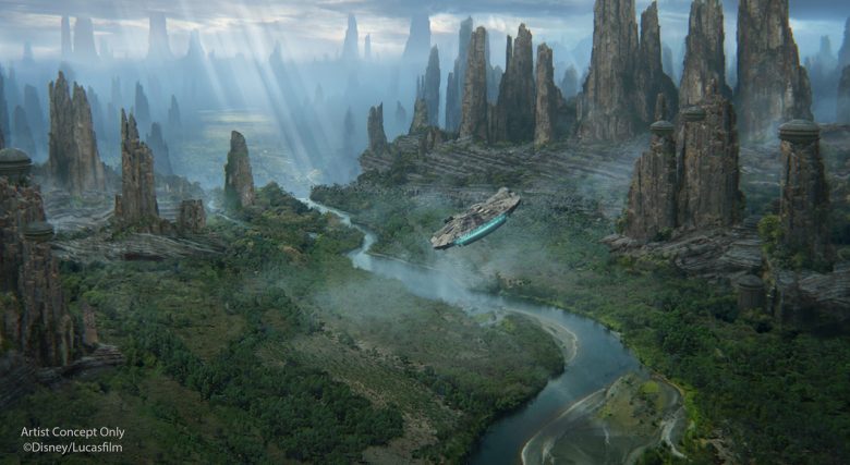 Mais uma imagem para deixar você com bastante vontade! :P Concept art de Galaxy's Edge divulgada pela Disney mostrando o planeta Batuu