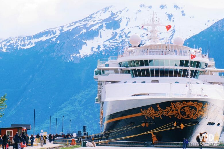 Navio Disney Wonder em Skagway, durante o cruzeiro pelo Alasca.
