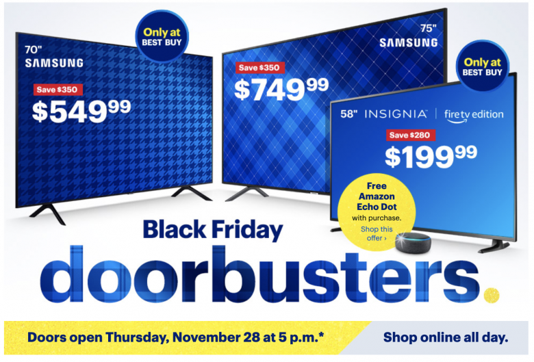 Black Friday 2019 na Best Buy. TV é mais difícil de levar pro Brasil, mas tem muitos eletrônicos também.