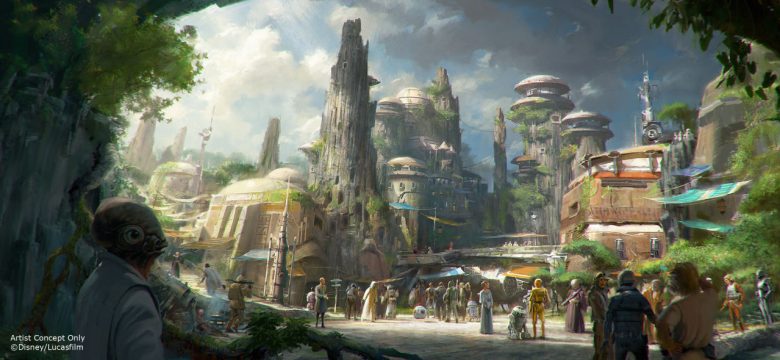 Foto de divulgação da Disney. Não tem o que falar: a área de Star Wars vai ser incrível! A foto mostra como serão as construções na nova área Galaxy's Edge