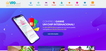 Foto da tela do site VPD Travel com a promoção de chip de celular