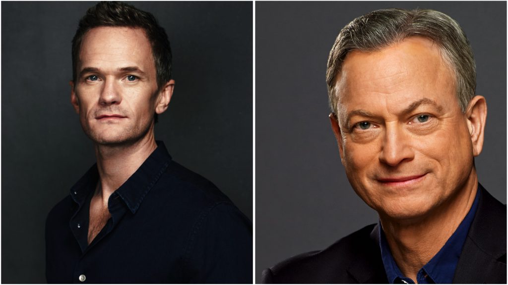 Neil Patrick Harris e Gary Sinise Foto de dois dos narradores do Candlelight Processional de 2019, Neil Patrick Harris e Gary Sinise