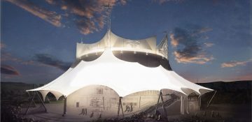 Foto da tenda onde são feitas as apresentações do Cirque du Soleil em Disney Springs
