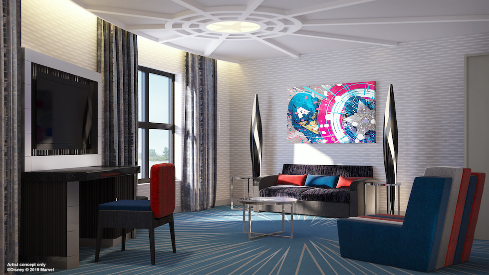 Conceito do quarto do hotel da Marvel que chegará à Disney de Paris