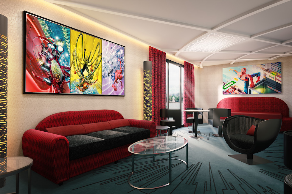 Conceito do quarto do hotel da Marvel que chegará à Disney de Paris