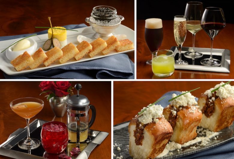 Opções de comidas e bebidas do Enchanted Rose Foto das comidas e bebidas oferecidas no novo lounge Enchanted Rose