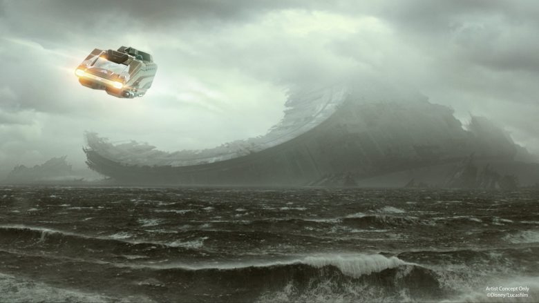 Conceito das novas cenas do Star Tours Conceito das novas cenas do Star Tours, mostrando uma nave. Serão cenas baseadas no novo filme da saga, A Ascensão Skywalker.