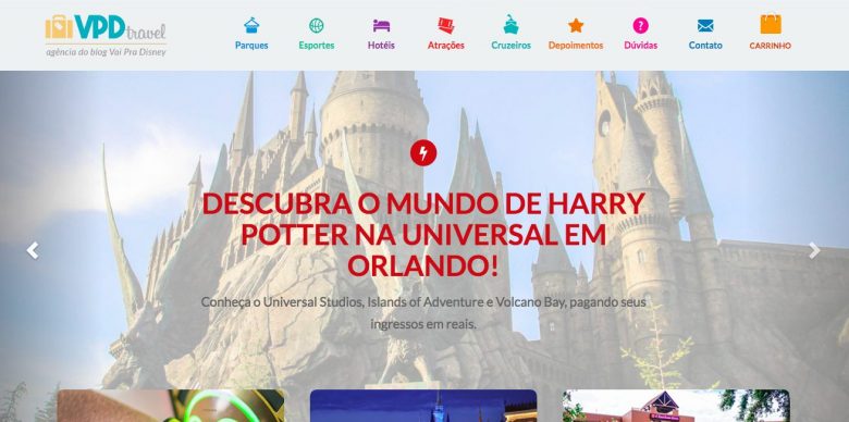 VPD Travel Foto da tela de vendas de ingressos Universal no site VPD Travel