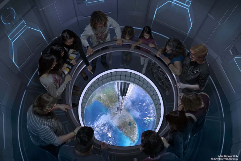 Imagem do restaurante Space 220, que dará aos visitantes a impressão de uma vista de cima da Terra.