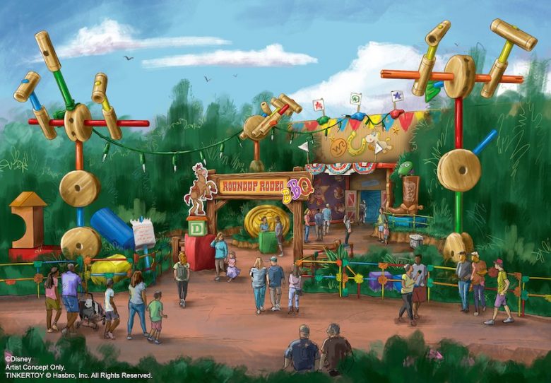 Conceito do novo restaurante da Toy Story Land em Orlando, que se chamará Roundup Rodeo e inaugura em 2020 