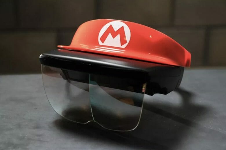 Óculos de realidade aumentada da atração de Mario Kart