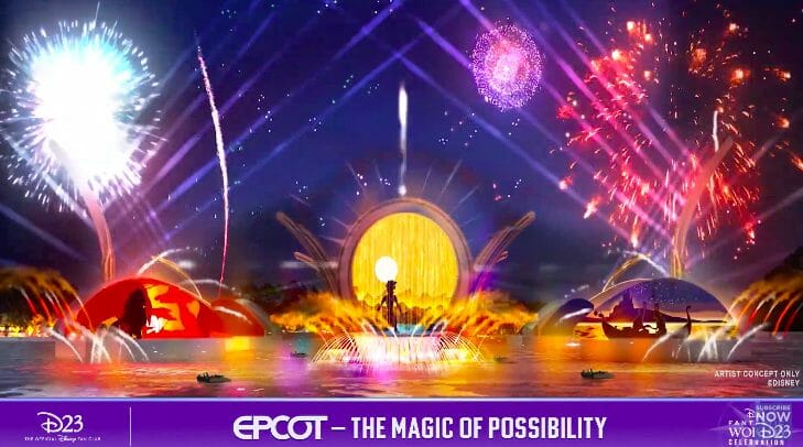 Imagem conceito do Harmonious, novo show de fogos do Epcot.