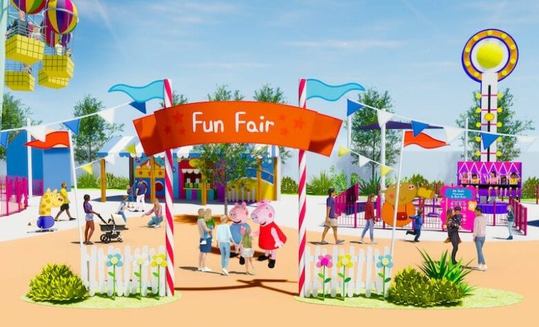 Conceito de uma Fun Fair no novo parque da Peppa Pig 