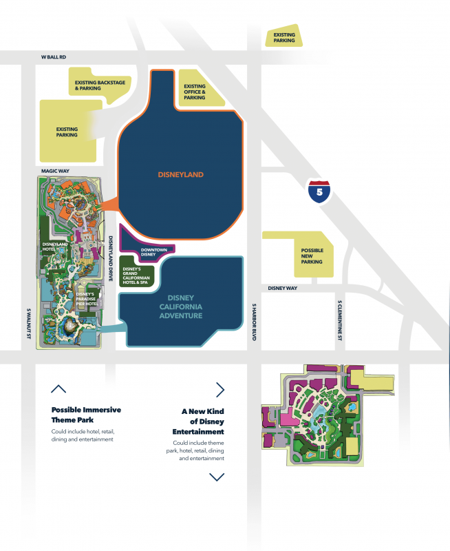 Mapa de como seria a expansão DisneylandForward