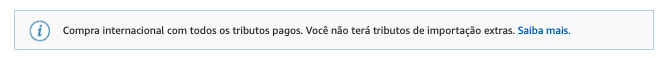 carrinho de compras do site da Amazon informa se serão cobrados impostos no produto