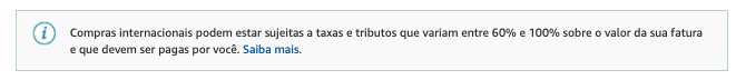 detalhe de informações no carrinho de compras da amazon sobre tributos