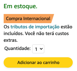 detalhe de informações do produto na compra internacional