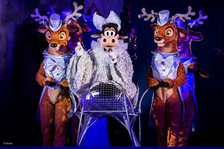 Foto do novo show de Natal no palco do castelo da Cinderela em 2021.