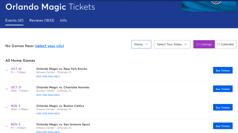 Orlando: Ingressos Orlando Magic NBA Basketball