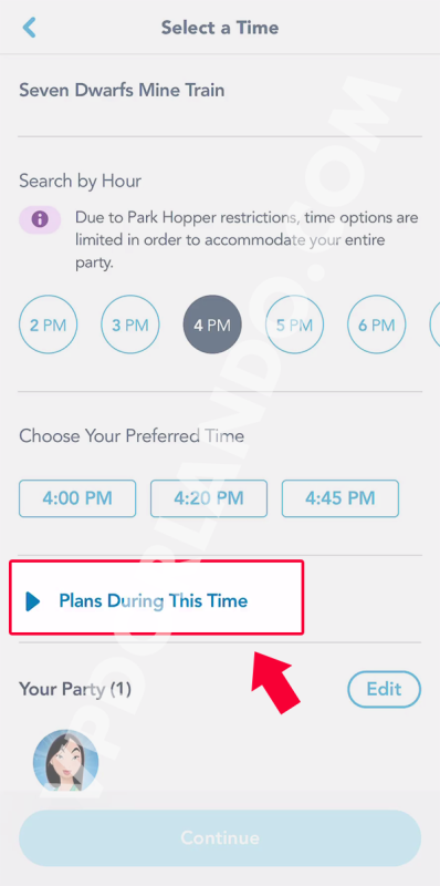 Tela do aplicativo mostrando se você tem outros planos no mesmo horário.