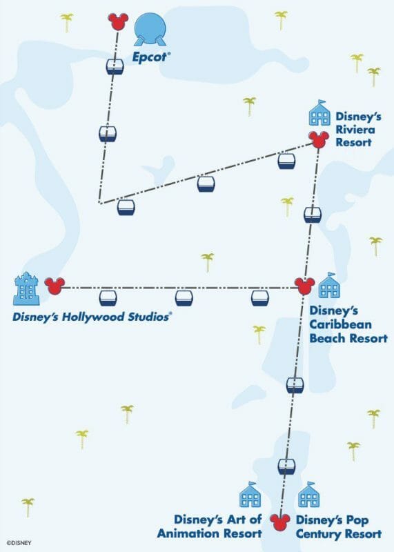 Imagem do mapa das linhas do Skyliner.