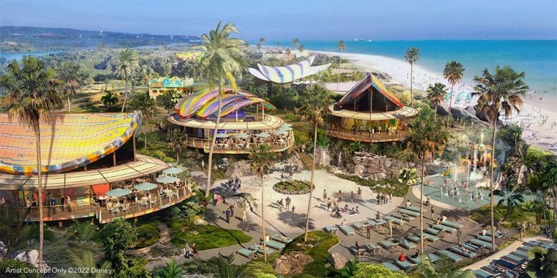 Foto da ilha da Disney nas Bahamas. Na d23 expo 2022, a Disney atualizou as informações sobre a construção dela.