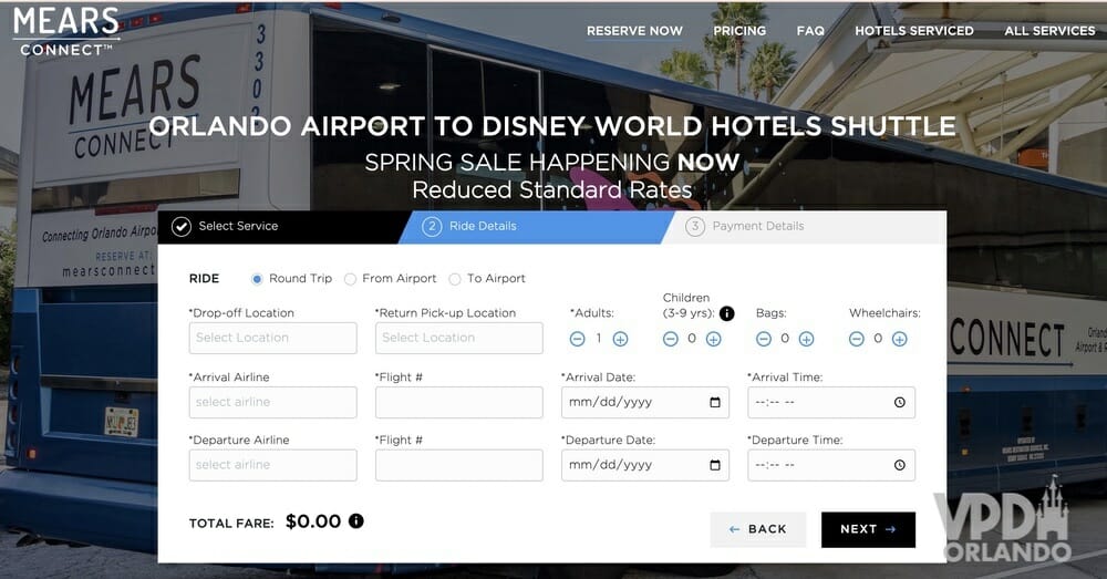 Mears Connect traslado do aeroporto até os hotéis da Disney