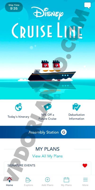 tela do aplicativo para o primeiro cruzeiro da Disney