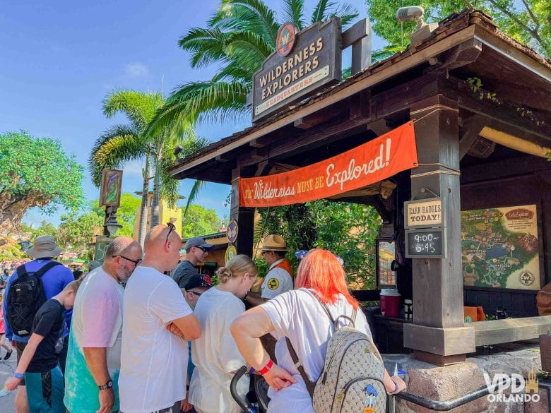 Quiosque da atividade Wilderness Explorer no Animal Kingdom