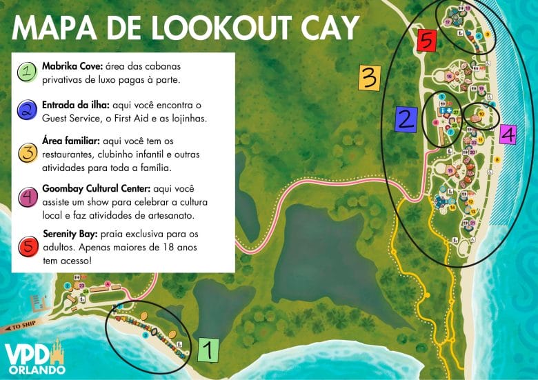 Mapa informativo de Lookout Cay feito pelo VPD