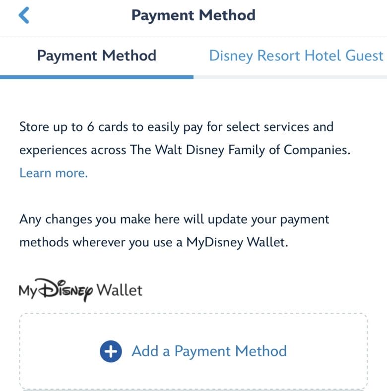 Print da MyDisney Wallet no My Disney Experience