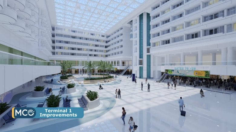 Arte conceitual da nova área central do Aeroporto de Orlando