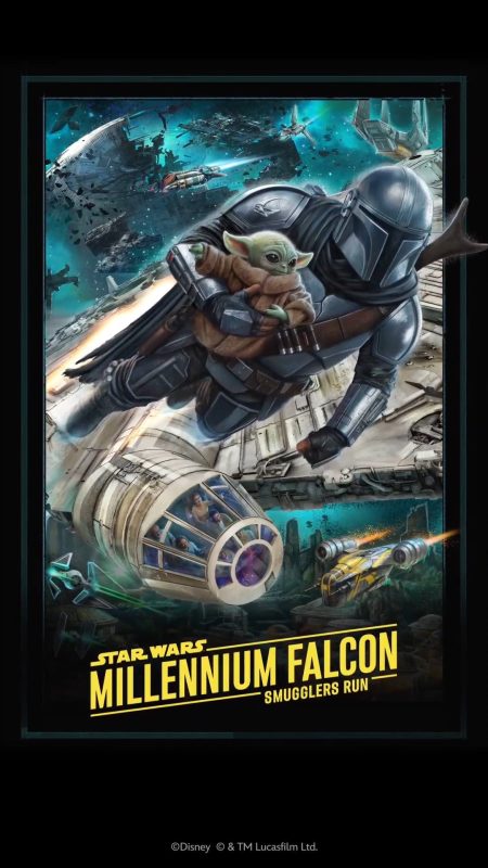 Arte do novo pôster da Millennium Falcon: Smugglers Run atualizada