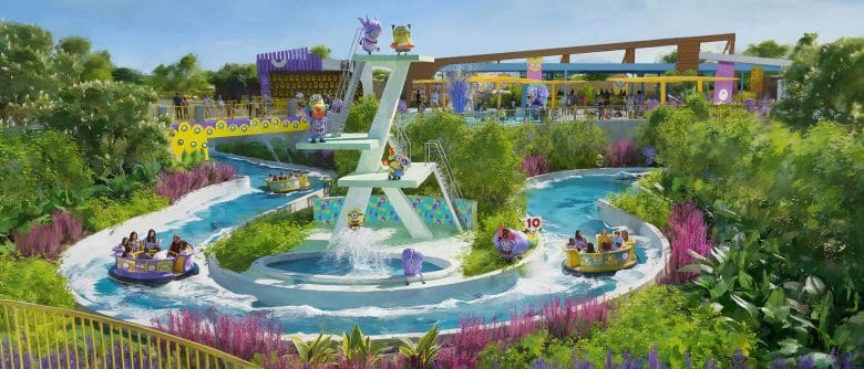 Arte conceitual da atração Bello Bay Cruise na área dos Minions no Universal Kids Resort